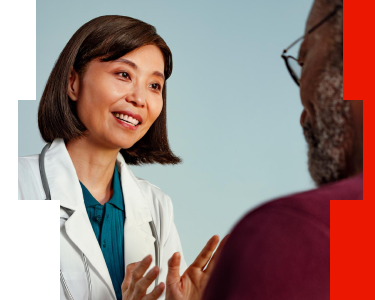 Physician explaining precision medicine and biomarker testing to a bladder cancer patient